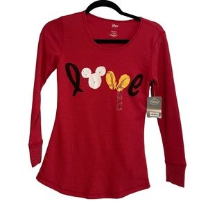 Disney Mickey Mouse “love” red thermal long-sleeved shirt size XS